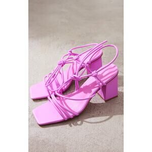 NIB PLT Coquette Square Toe Strappy Sandals Size 7 Pink Baddie Brunch Feminine